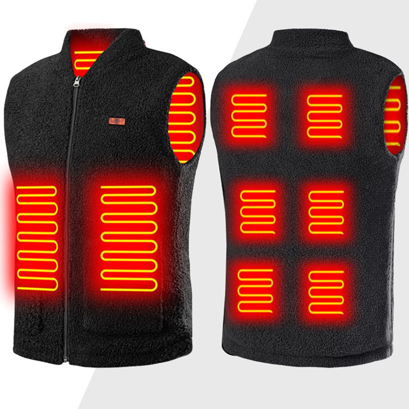 HV-08 Heated Vest 8 Heating Areas USB Charging 3 Gear Temperature Control Plush Windproof Outdoor Winter Warm Clothing