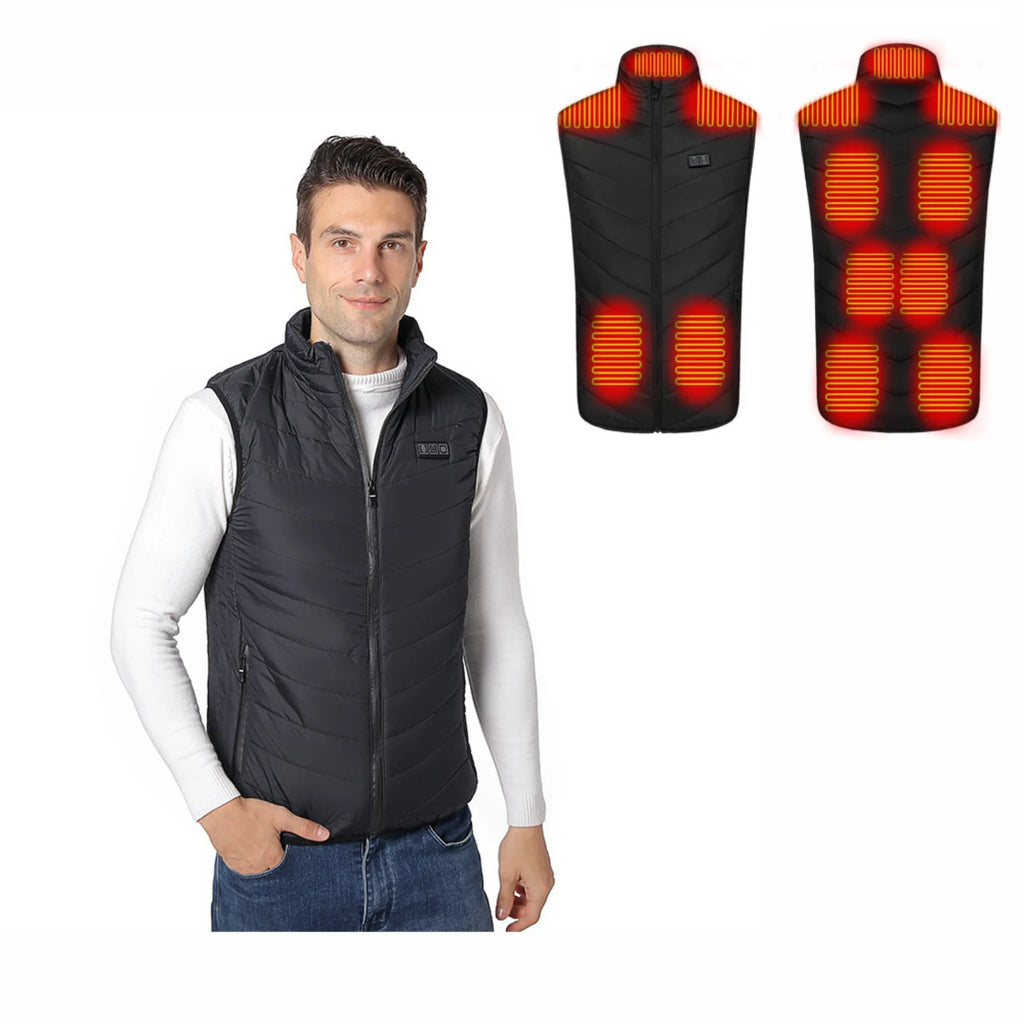 HV-11S Unisex 11 Heating Area Vest 3-Gears Heated Jackets USB Electric Thermal Clothing Winter Warm Vest Outdoor Heat Coat Clothing for Winter Skiing Camping