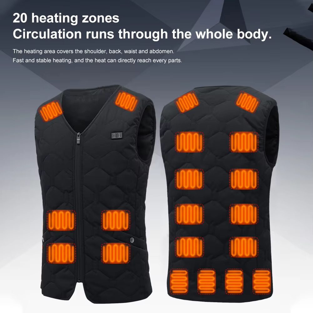 HV-20 Smart Heated Vest 20 Heating Areas Oversized Women Men Winter Vest Self Heating Vest Usb Electric Thermal Vest Jacket Outdoor Vest