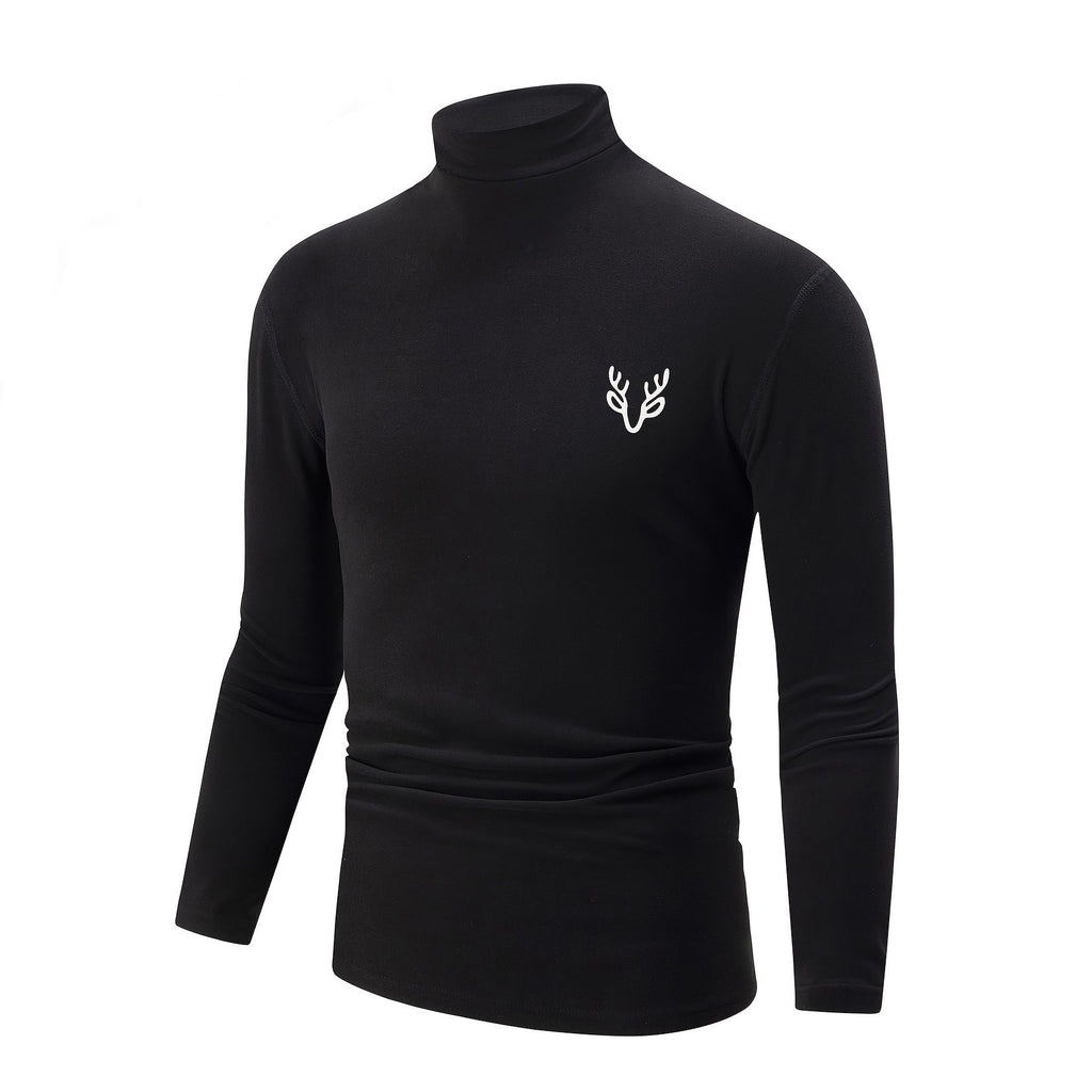 Men’s Black Fleece Turtleneck Warm Base Layer Shirt In Autumn Winter Casual Comfortable Long Sleeve Thermal Top
