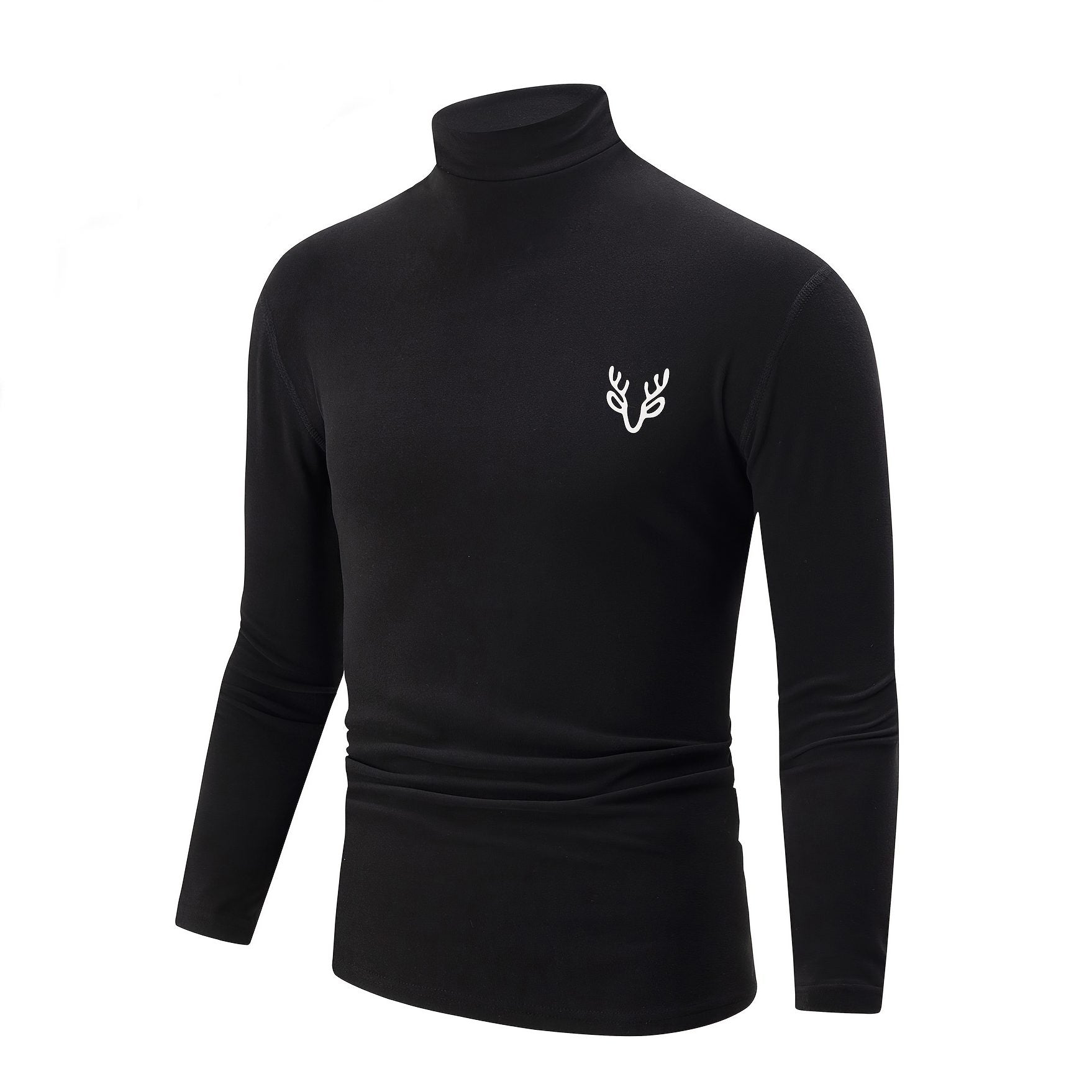 Men’s Black Fleece Turtleneck Warm Base Layer Shirt In Autumn Winter Casual Comfortable Long Sleeve Thermal Top