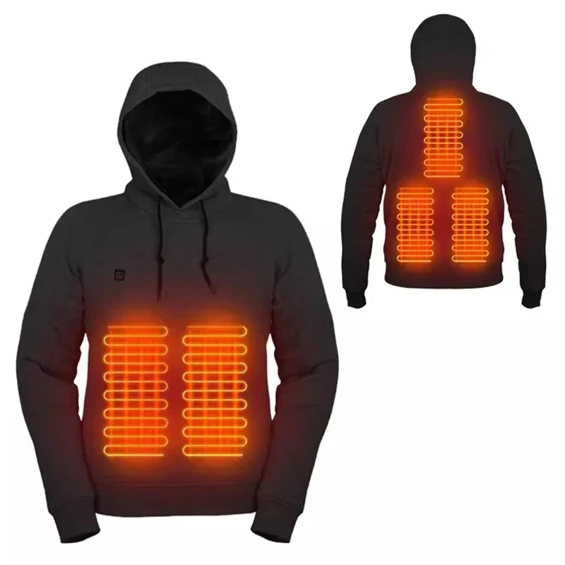 HS05B Smart Heated Sweatshirt 5 Heating Areas Quick Heating USB Rechargeable Washable Safety Fashion Oversize Jacket for Winter Outdoors Keep Warm