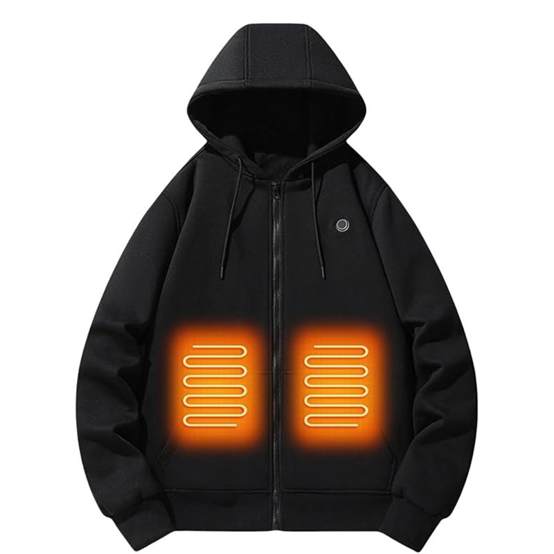 HZ05 Smart Heated Zipper Hoodies Sweatshirt 5 Heating Areas Quick Heating USB Rechargeable Washable Safety Fashion Oversize Jacket for Winter Outdoors Keep Warm