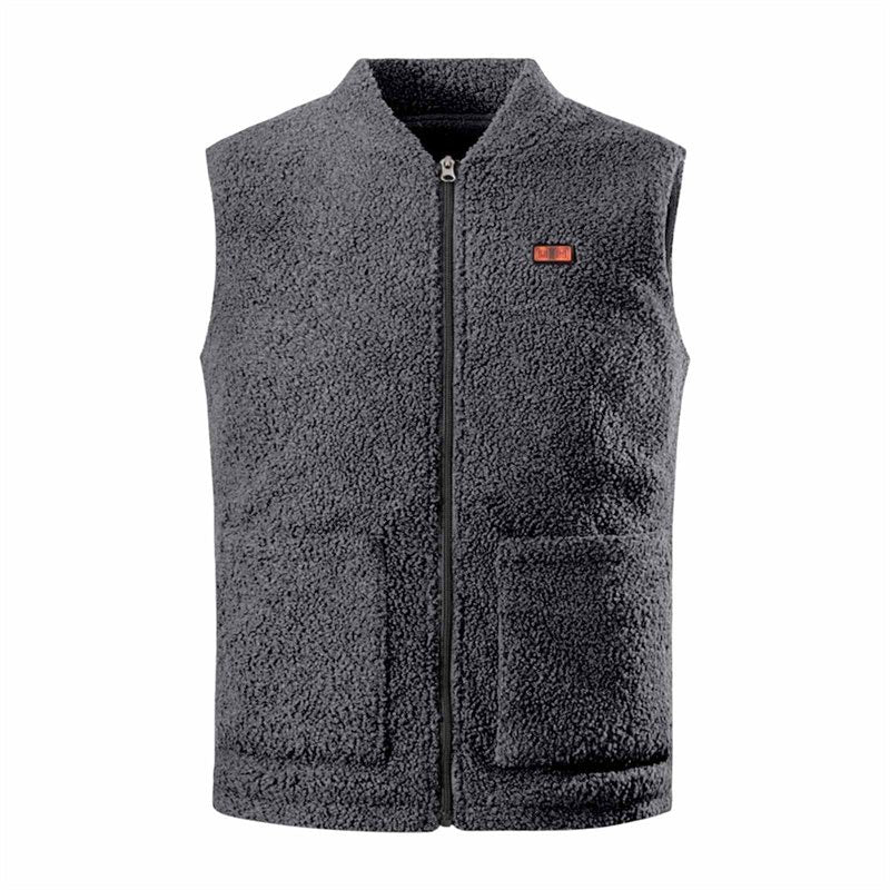 HV-08G Heated Vest 8 Heating Areas USB Charging 3 Gear Temperature Control Grey Plush Windproof Outdoor Winter Warm Clothing