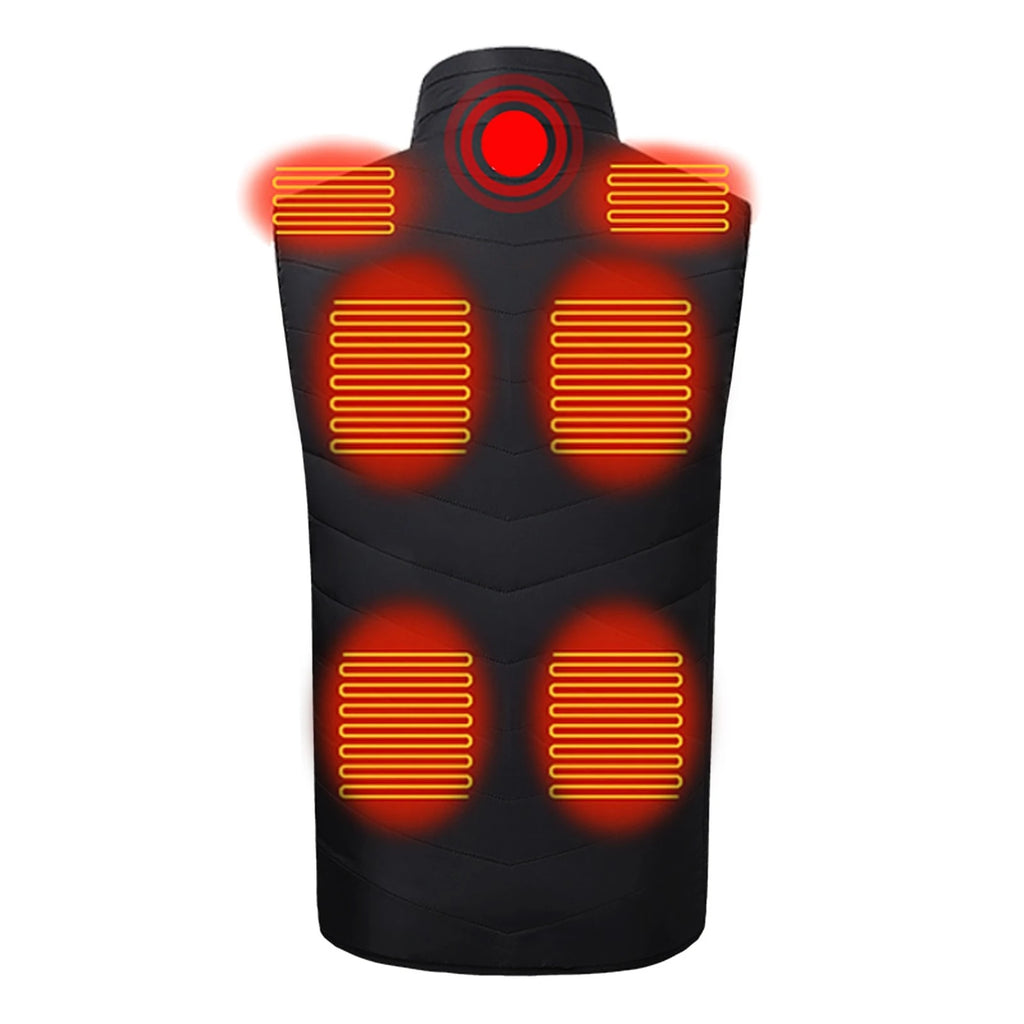 HV-11S Unisex 11 Heating Area Vest 3-Gears Heated Jackets USB Electric Thermal Clothing Winter Warm Vest Outdoor Heat Coat Clothing for Winter Skiing Camping