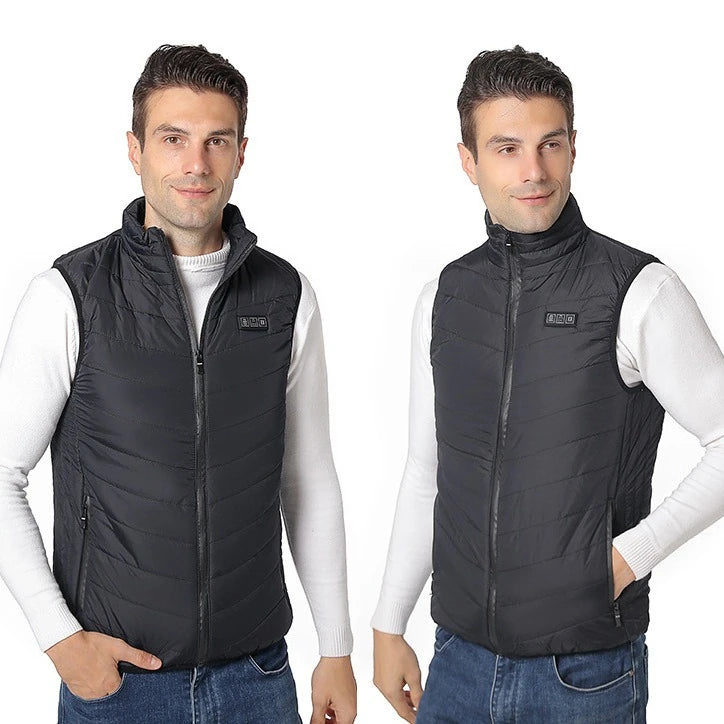 HV-11S Unisex 11 Heating Area Vest 3-Gears Heated Jackets USB Electric Thermal Clothing Winter Warm Vest Outdoor Heat Coat Clothing for Winter Skiing Camping