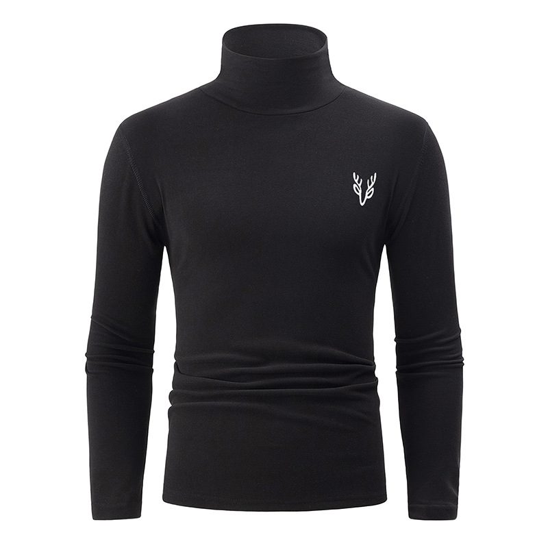 Men’s Black Fleece Turtleneck Warm Base Layer Shirt In Autumn Winter Casual Comfortable Long Sleeve Thermal Top