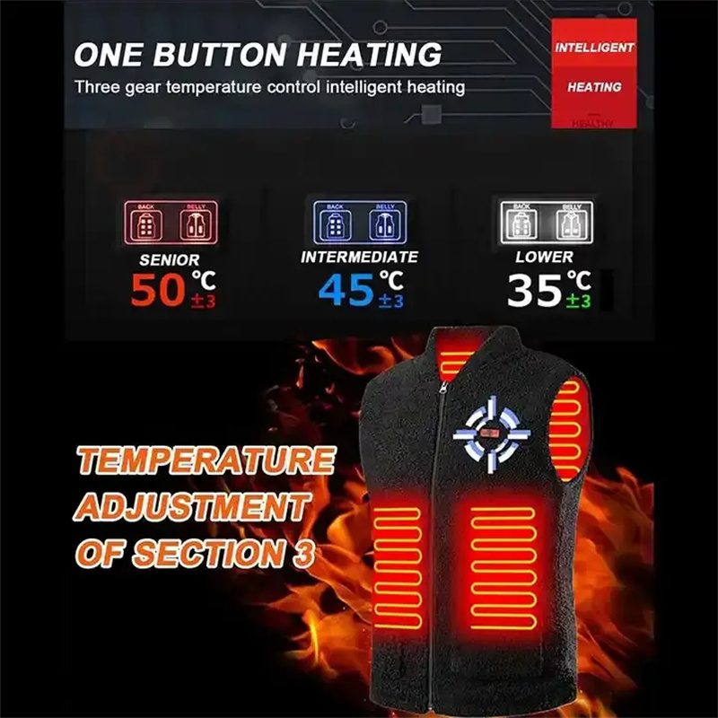 HV-08 Heated Vest 8 Heating Areas USB Charging 3 Gear Temperature Control Plush Windproof Outdoor Winter Warm Clothing