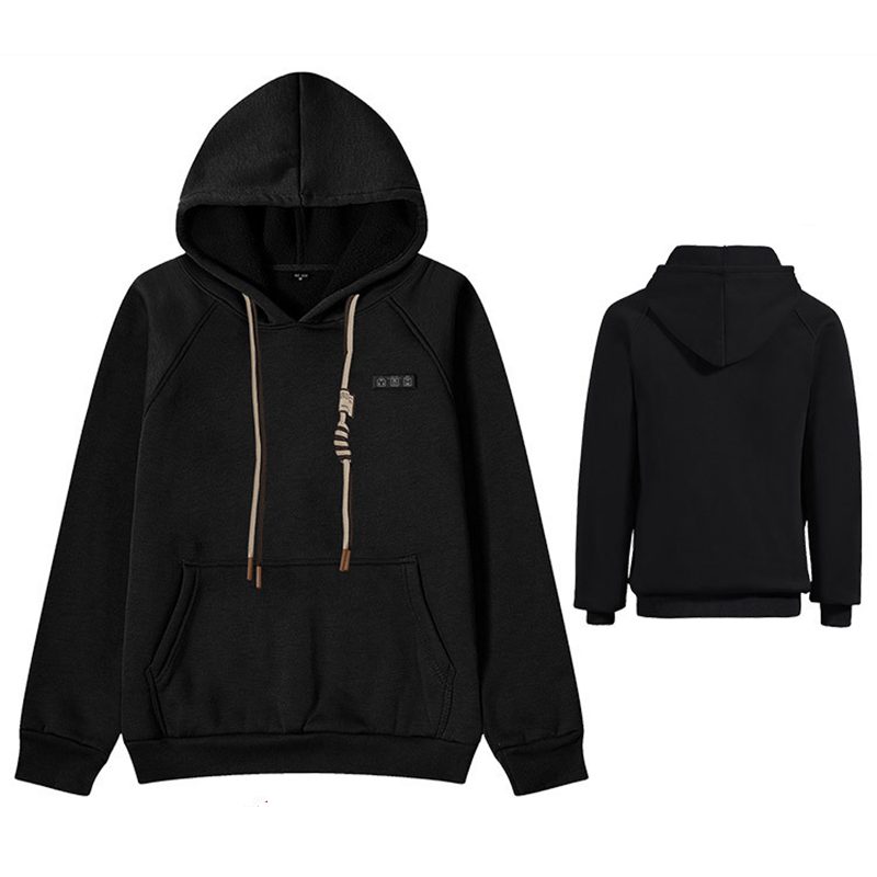 HS07B Smart Heated Sweatshirt 7 Heating Areas Quick Heating USB Rechargeable Hooded Pullover Plush Thickened Fashion Oversize Jacket for Winter Outdoors Keep Warm