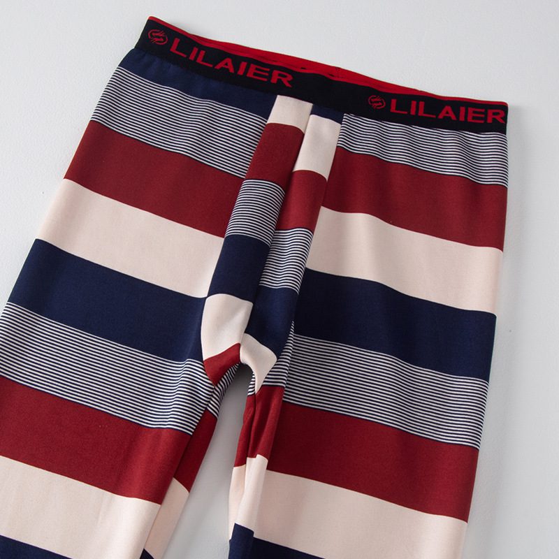 2 Pcs Men’s Striped Thermal Underwear, Compression Thermal Base Layer Set, Comfy Moisture Wicking & Breathable Basic Long Sleeve & Leggings Casual Men Warm Underwear Set, Long Johns Set, Men’s Thermal Clothing