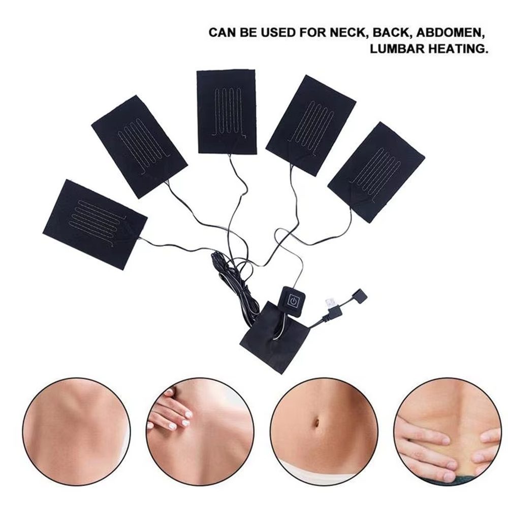 5 In 1 Electric USB Heating Pad Lightweight Portable Three-speed Adjustable USB Heating Pad For Clothes Vests Waists Abdomens Pant