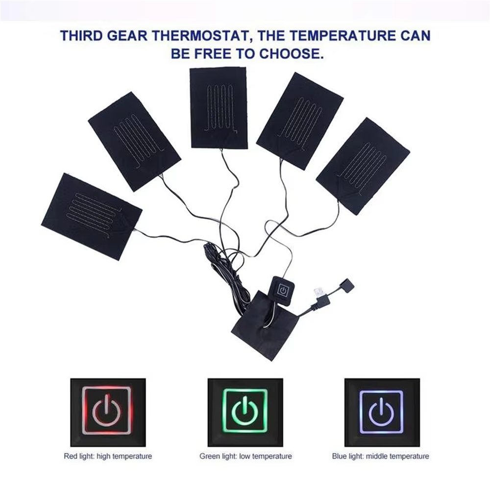 5 In 1 Electric USB Heating Pad Lightweight Portable Three-speed Adjustable USB Heating Pad For Clothes Vests Waists Abdomens Pant