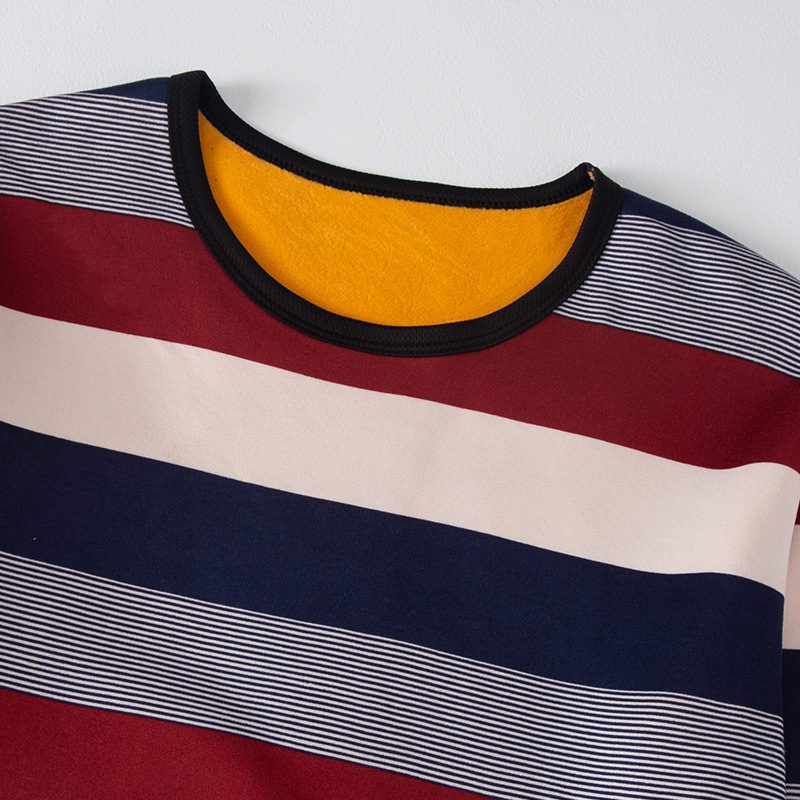 2 Pcs Men’s Striped Thermal Underwear, Compression Thermal Base Layer Set, Comfy Moisture Wicking & Breathable Basic Long Sleeve & Leggings Casual Men Warm Underwear Set, Long Johns Set, Men’s Thermal Clothing