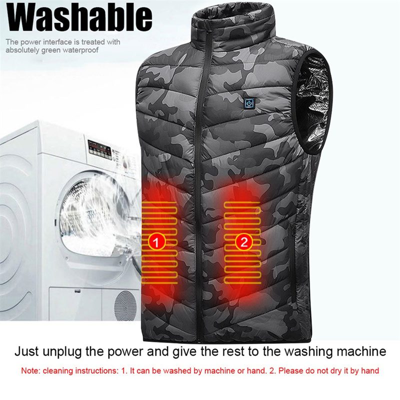 HV-09C Heated Vest 9 Heating Areas Camouflage Oversized Men Winter Vest Self Heating Vest Usb Electric Thermal Vest Jacket Outdoor Vest