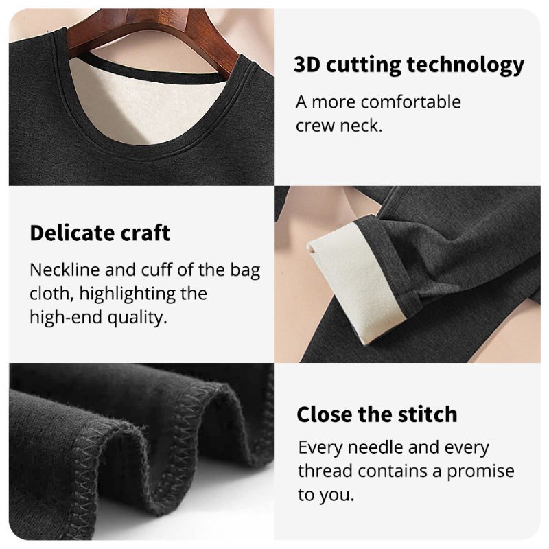 2Pcs Men Winter Thermal Wear, Thermal Underwear Set, Thermal Base Layer Set, Warmth Slim Body and High Elasticity Comfortable and Breathable Long Sleeve Crew Neck Bottom Shirts Tops & Pants Men’s Thermal Clothing