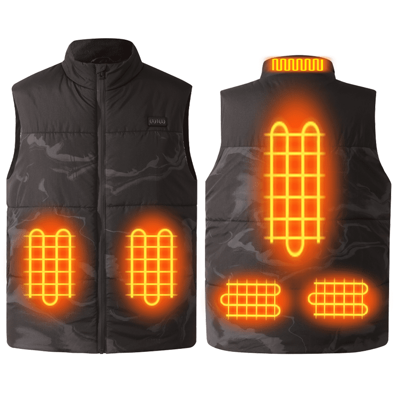 HV-06 Smart Heated Vest 6 Heating Zones USB Rechargeable Polyester Washable Winter Electric Heating Vest Outdoor Work Warm Clothing