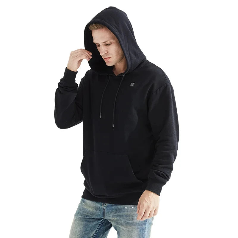 HS05B Smart Heated Sweatshirt 5 Heating Areas Quick Heating USB Rechargeable Washable Safety Fashion Oversize Jacket for Winter Outdoors Keep Warm