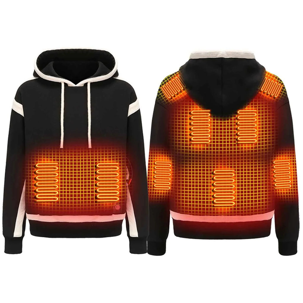 HS-09 Smart Heated Sweatshirt 9 Heating Areas Quick Heating USB Rechargeable Windproof Washable Safety Fashion Oversize Hoodie Jacket for Winter Outdoors Keep Warm